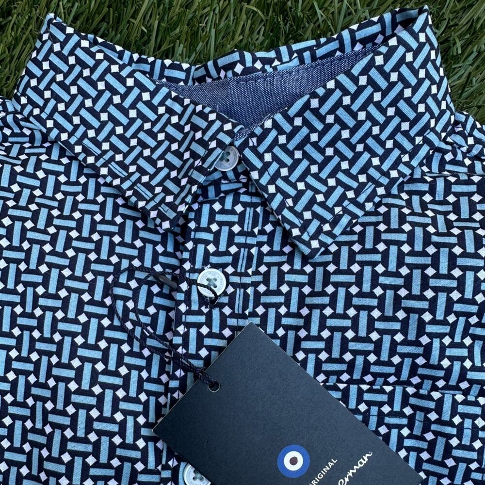 NEW Ben Sherman Toddler Preppy Button Up Geometric Print Collared Dress Shirt 3T